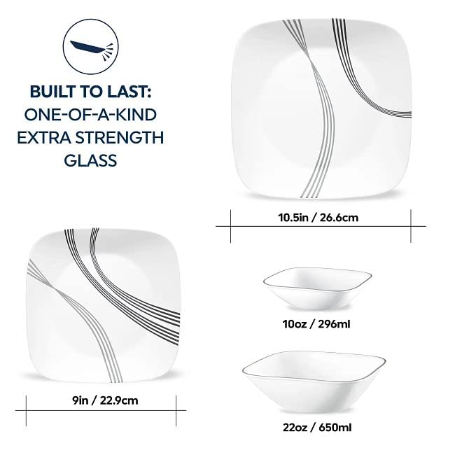 Corelle Urban Arc 10oz bowls for sides or desserts, space-saving.