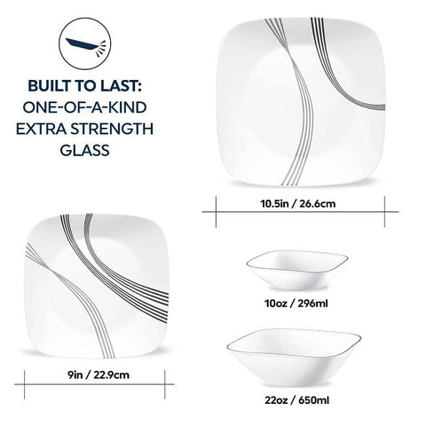 Corelle Urban Arc 10oz bowls for sides or desserts, space-saving.