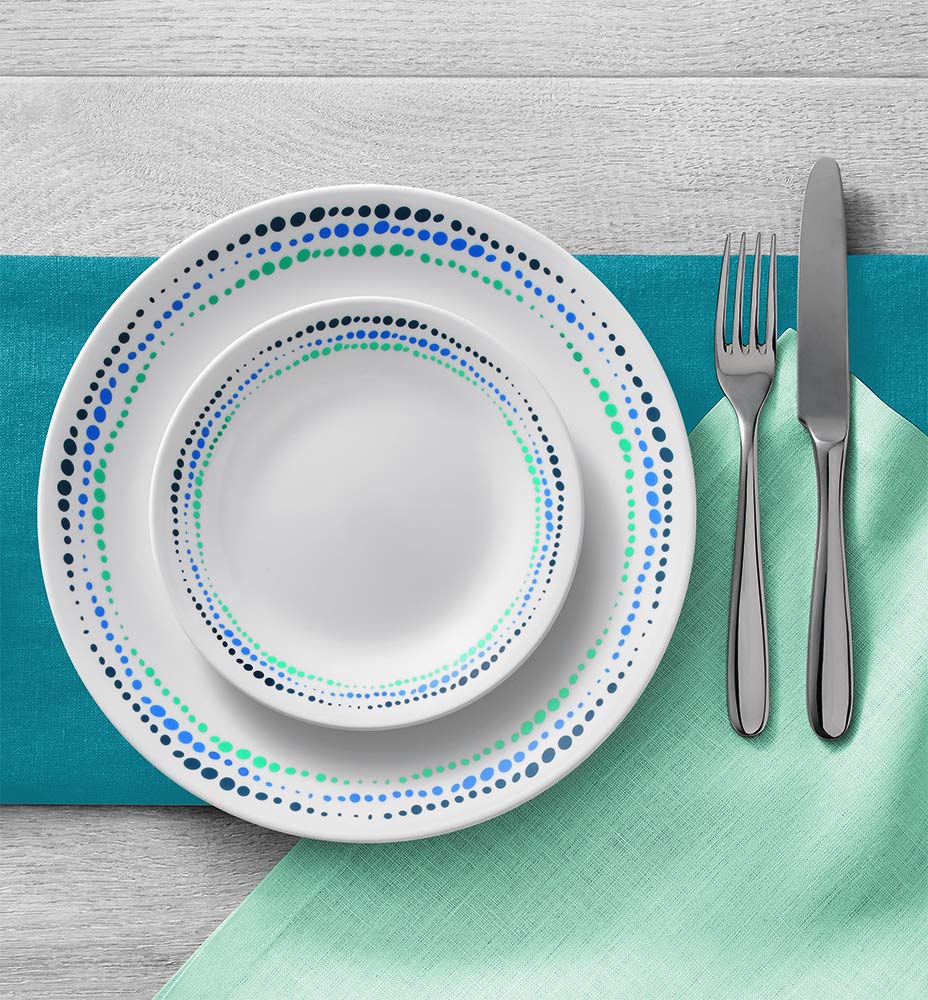 Corelle Vitrelle bowls in ocean blue present a versatile 18-ounce option for soups.