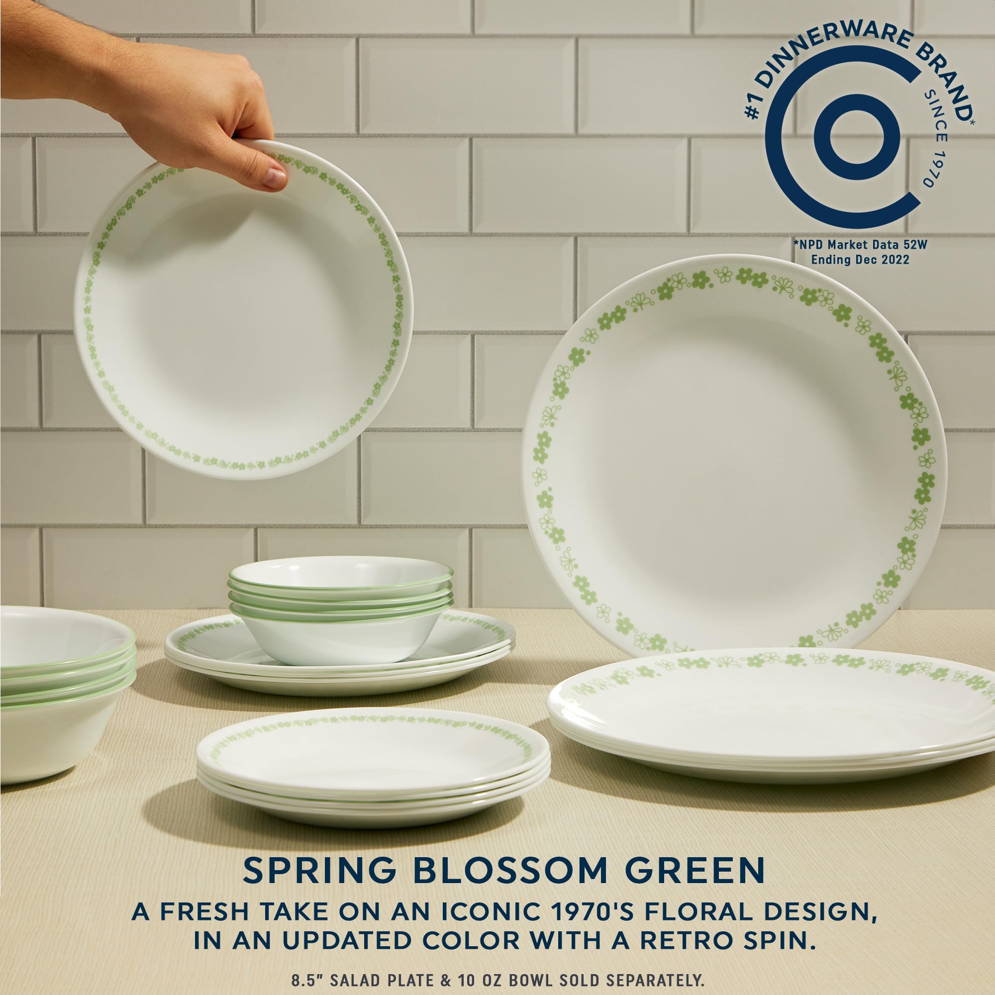 Corelle Vitrelle soup bowls in Spring Blossom Green for neat meals