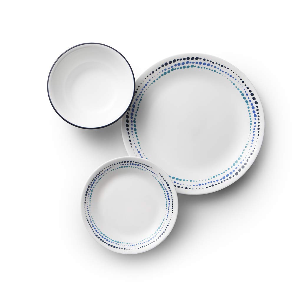 Corelle Vitrelle side plates in ocean blue provide compact, easy handling for everyday meals.
