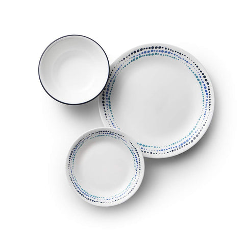 Corelle Vitrelle side plates in ocean blue provide compact, easy handling for everyday meals.