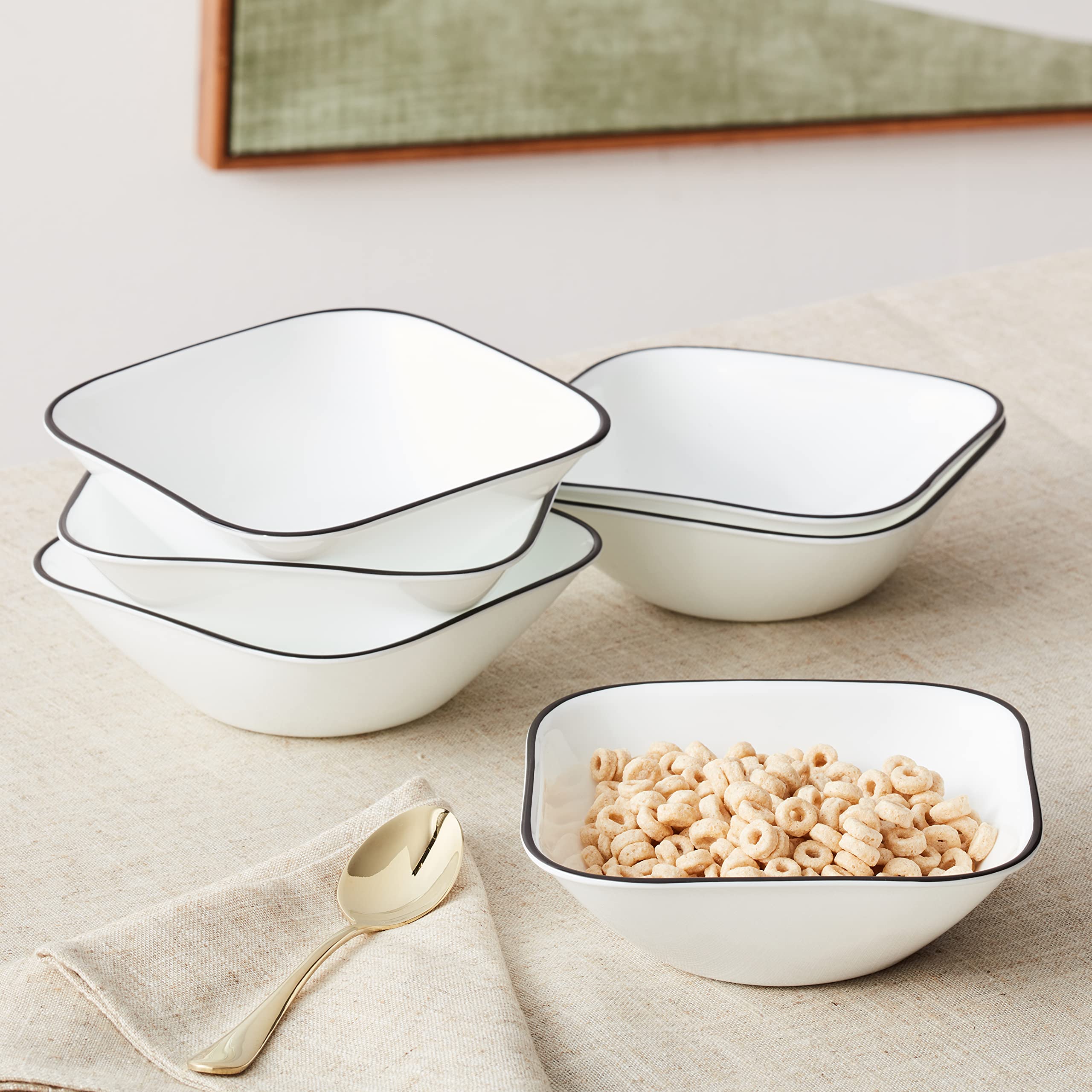Corelle Vitrelle bowls are lightweight and stackable for compact storage.