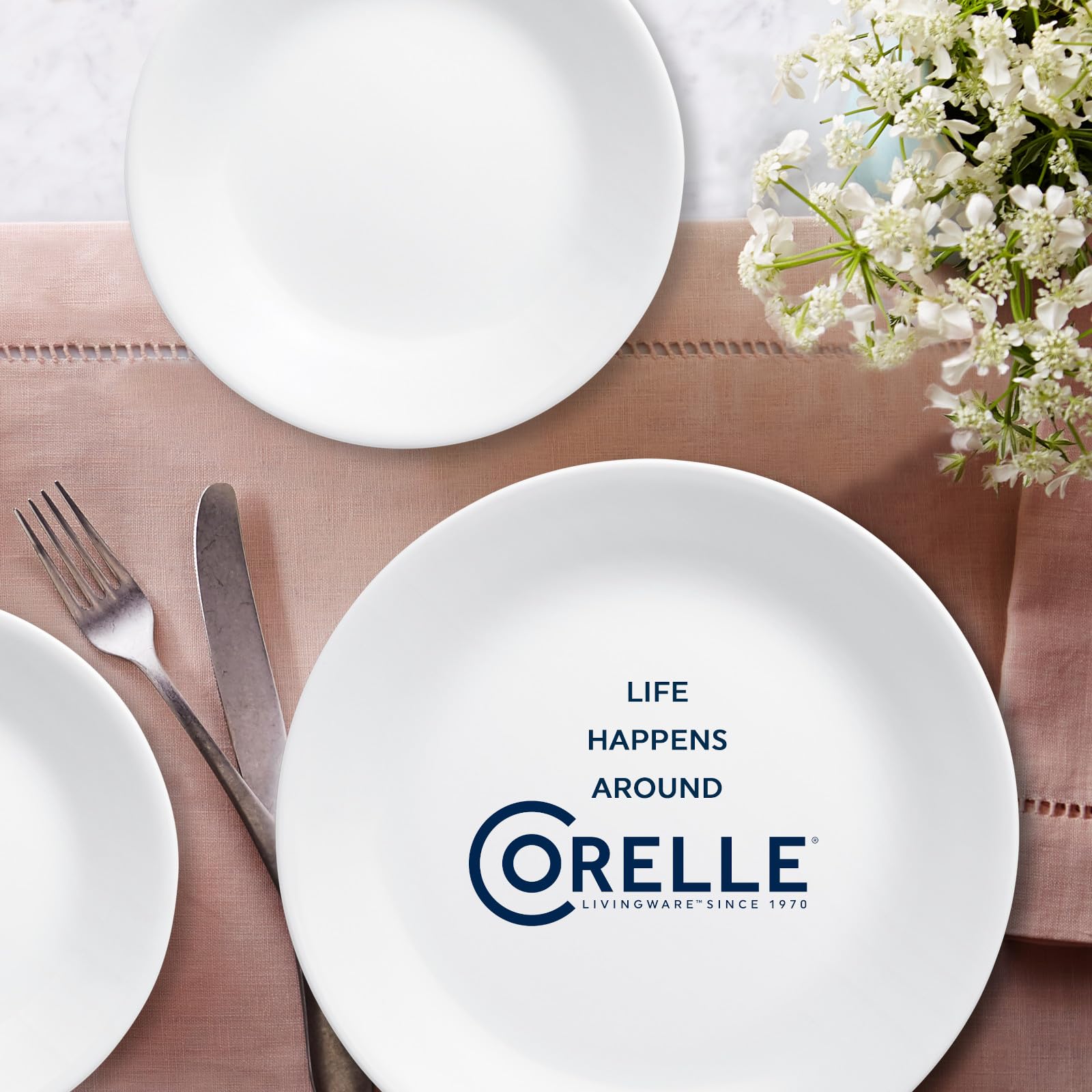 Corelle Vitrelle Winter Frost 18-piece set for a coordinated table setting.