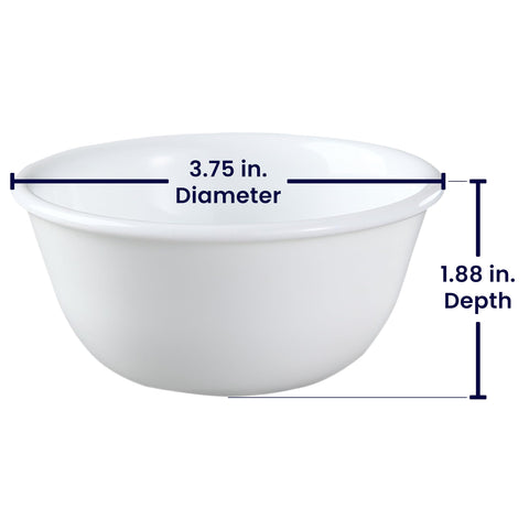 Closeup of Corelle ramekins highlighting Vitrelle durability for everyday meals.