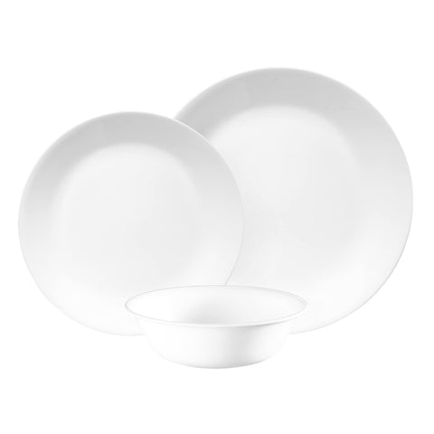 Corelle Winter Frost White dinner plate 26cm shows slim, durable profile.