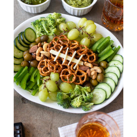Corelle Winter Frost White platter in an entertaining table setup.