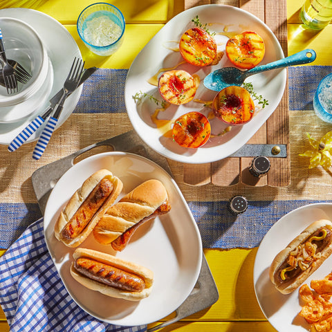 Corelle Winter Frost White serving platter close-up shows fade-resistant pattern.