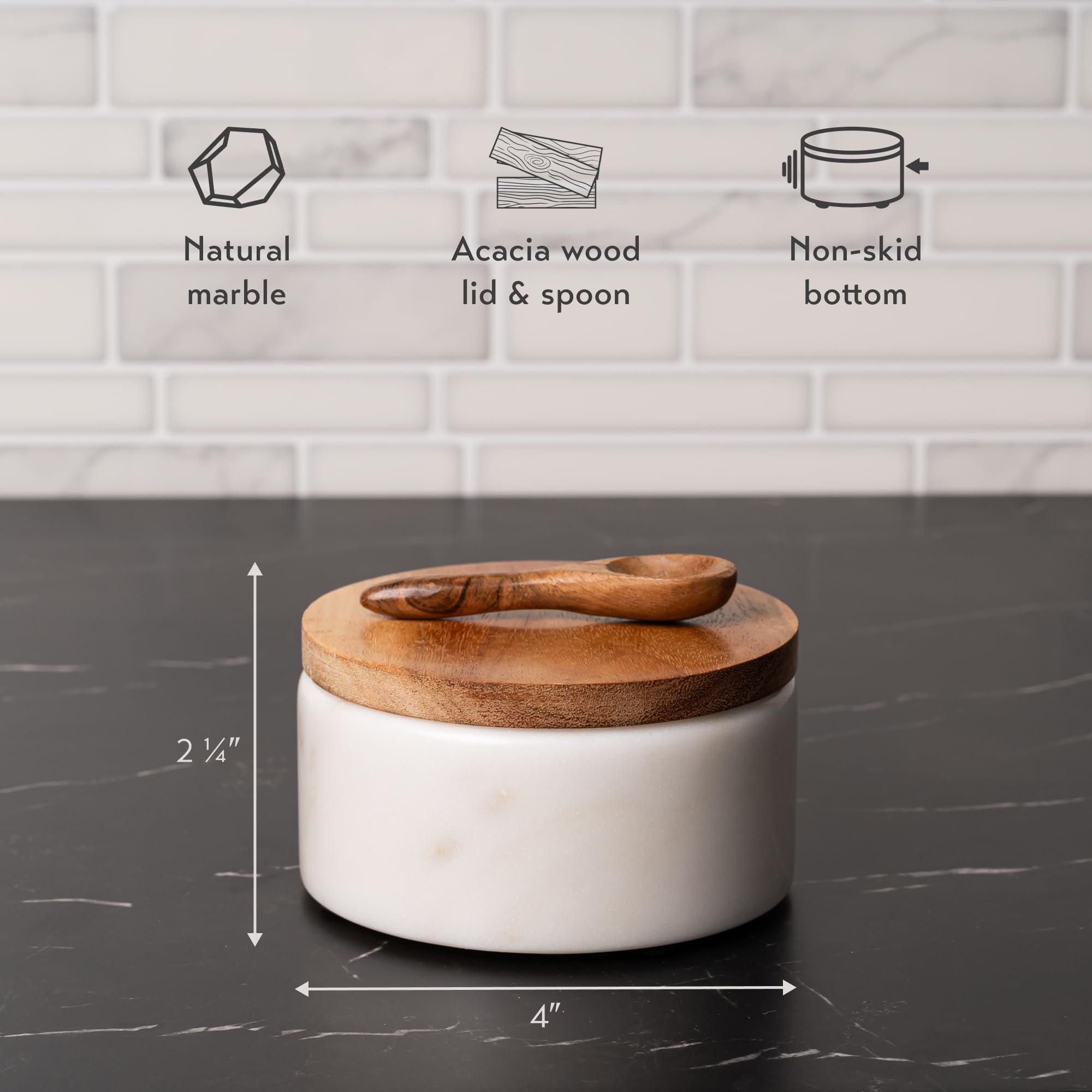 Close-up of Cork & Mill marble surface highlighting premium craftsmanship.