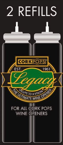 Cork Pops legacy wine opener with refill cartridge, safe low-pressure design for preserved flavors.