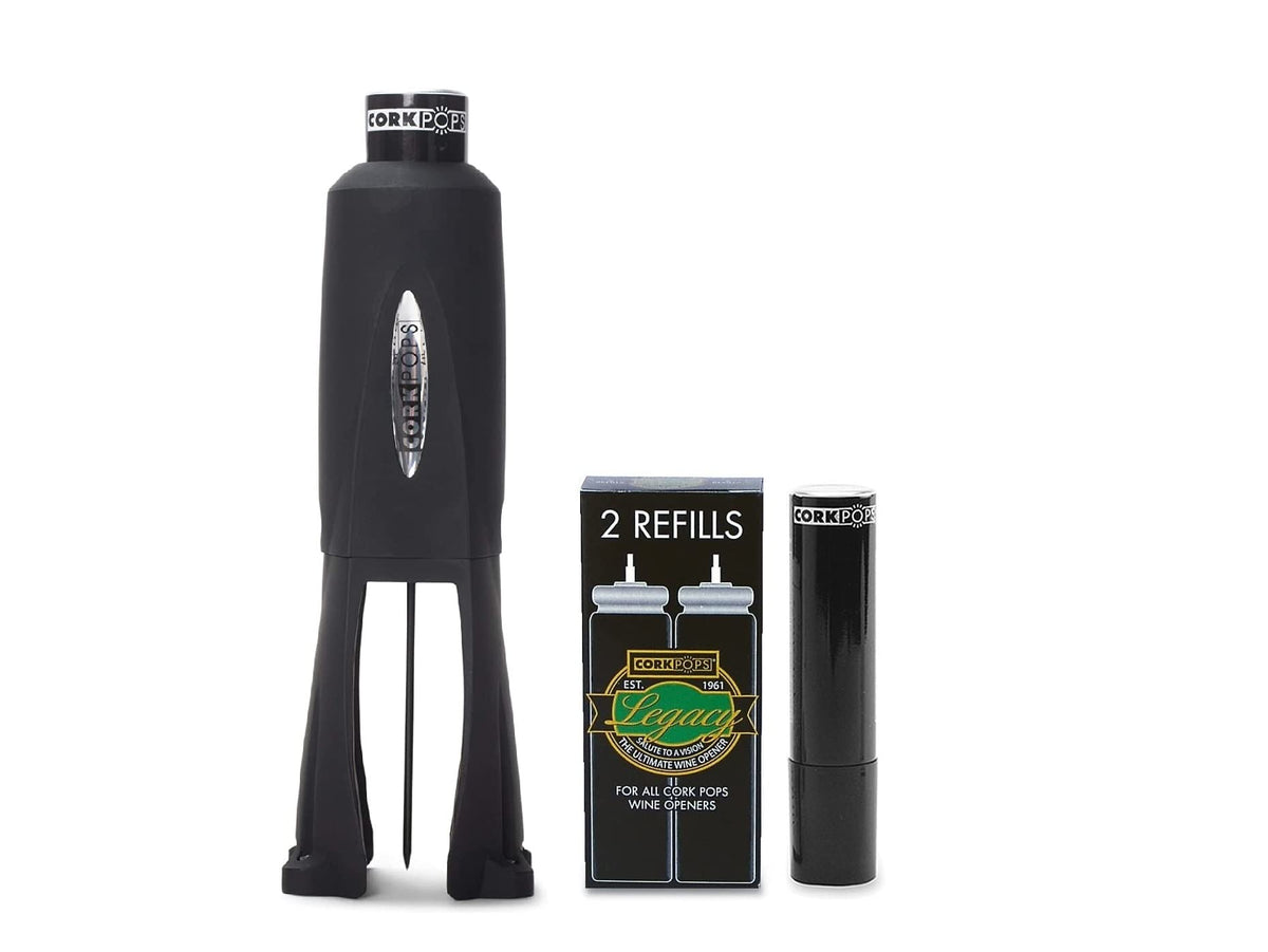 Cork Pops Legacy with needle guard provides safe cork removal for peace of mind.