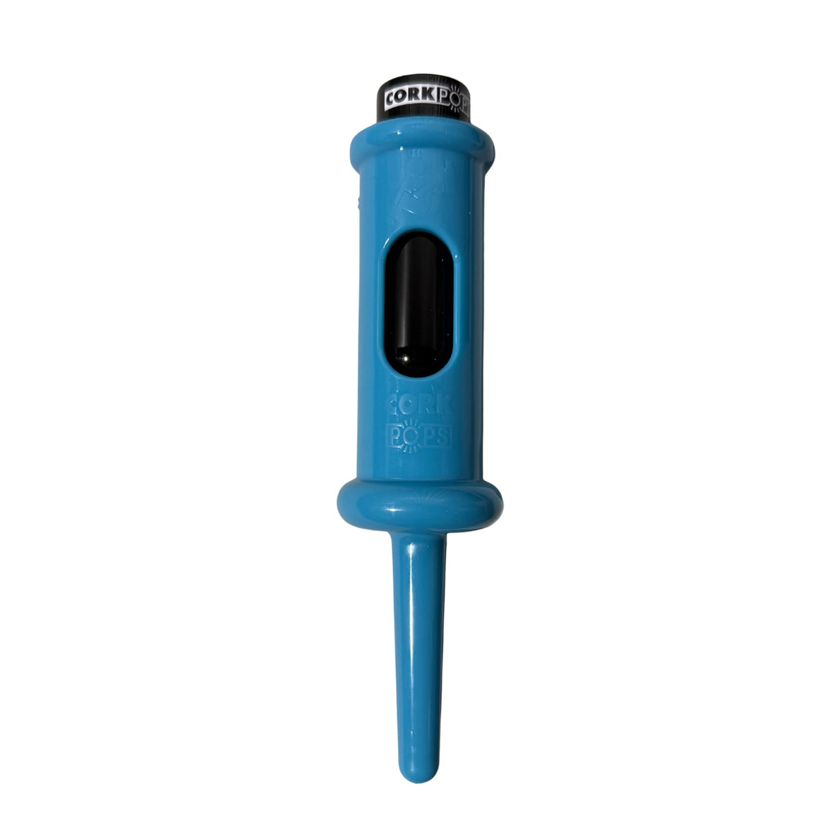 Cork Pops Marina Blue opener front view shows fast cork removal for easy entertaining.