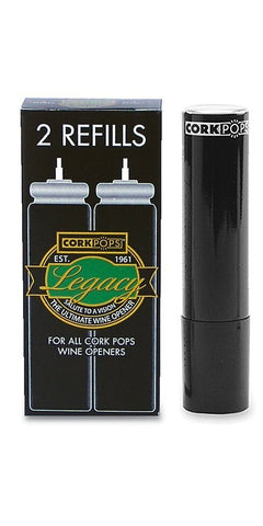 Cork Pops refill cartridge pack for legacy opener, delivers 60–80 pours per cartridge.