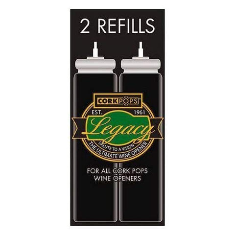 Cork Pops refill cartridges set of 2 for Legacy wine opener; easy uncorking and flavor preservation