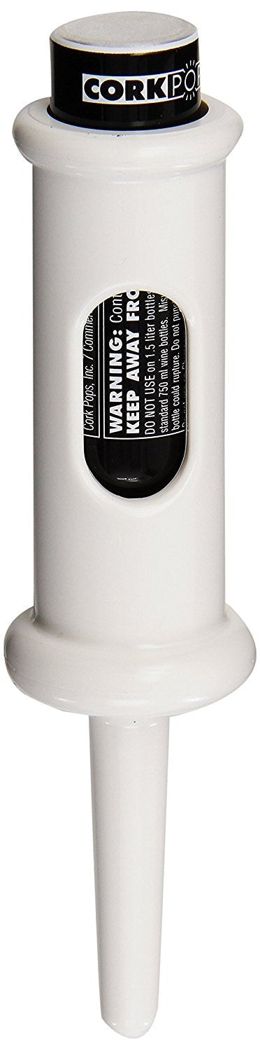 Cork Pops White 6.5-inch original wine bottle opener in a compact design for quick cork removal.