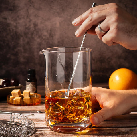 Cork & Mill bar spoon with ergonomic grip for precise stirring.