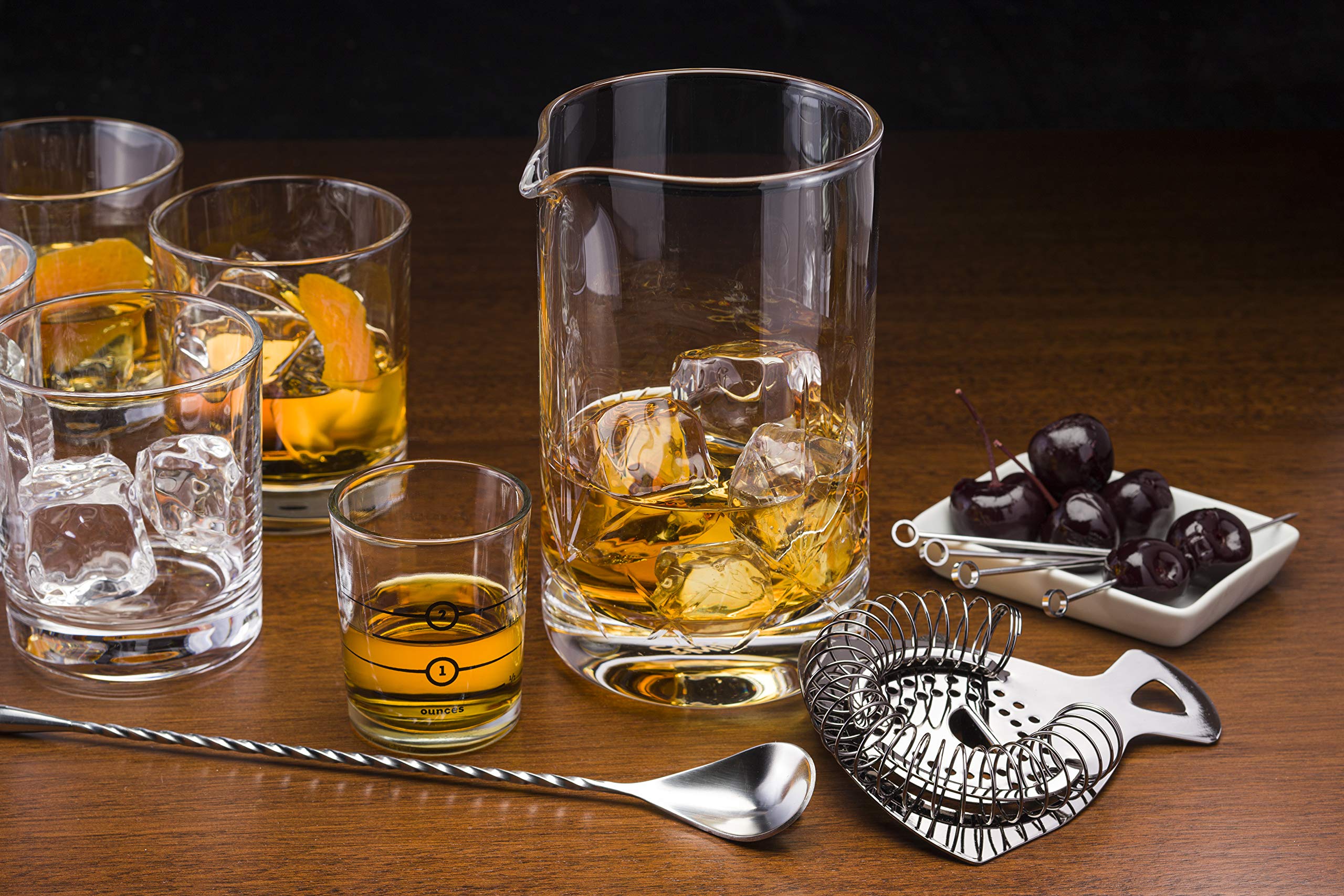 Cork & Mill crystal mixer close-up highlights clarity and craftsmanship.