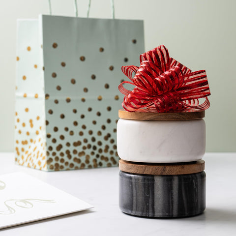 Cork & Mill marble containers embody durable, timeless elegance for everyday seasoning.