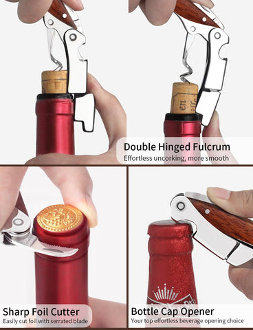 CORKAS double-hinged fulcrum in action for smoother cork extraction