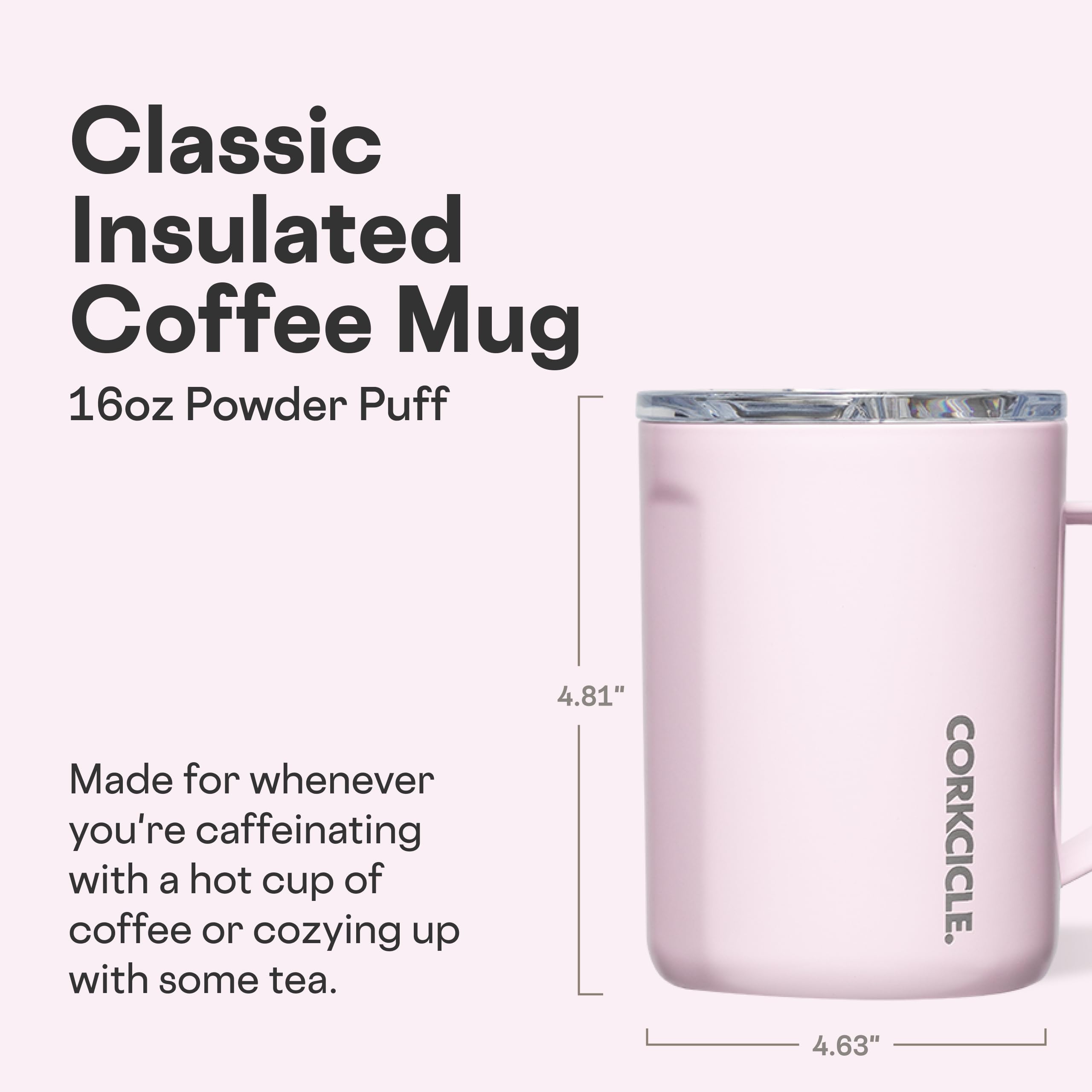 Corkcicle Classic Mug features easy-grip flat sides for comfortable one-handed sipping.