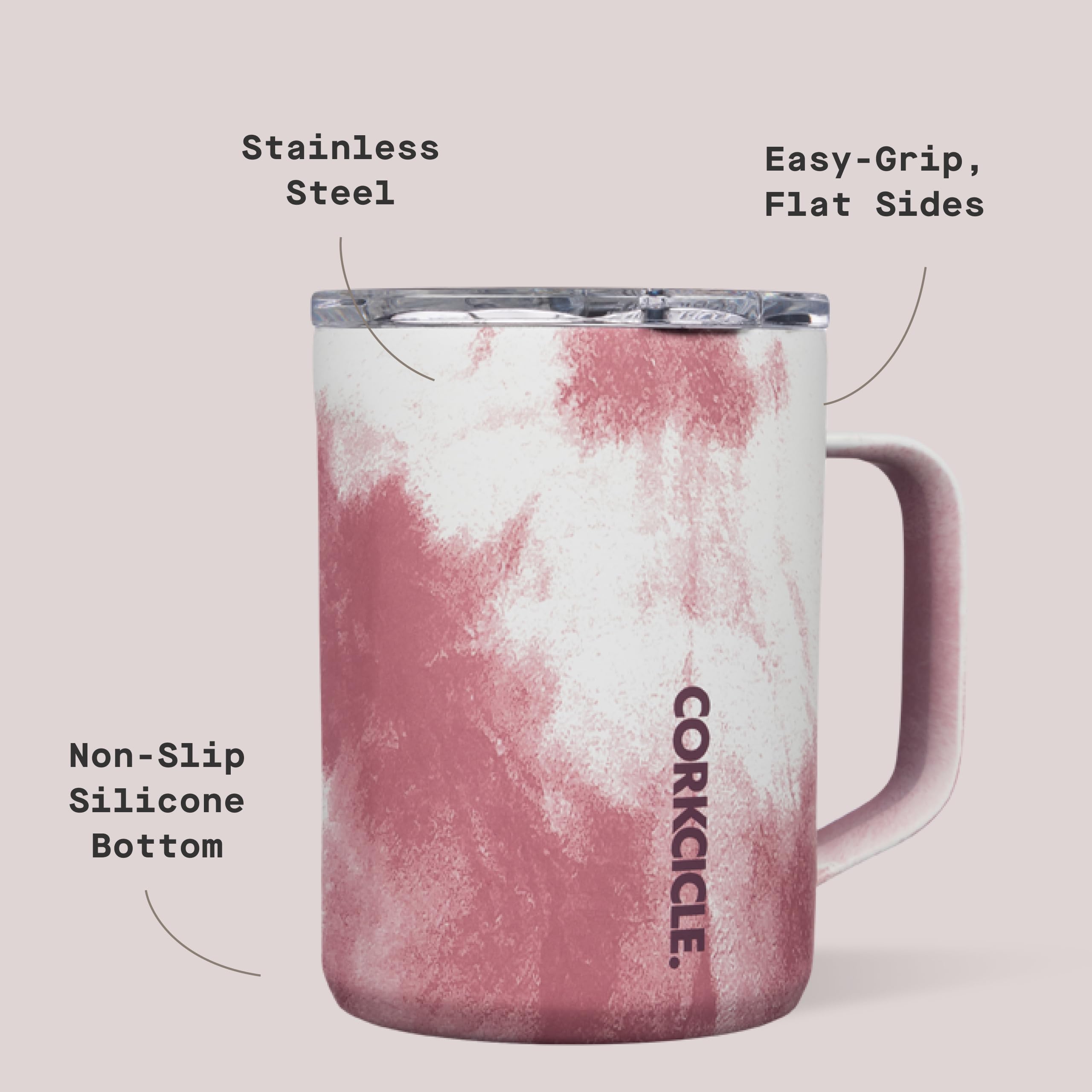 Corkcicle easy-grip flat sides prevent slips while keeping your beverage steady.