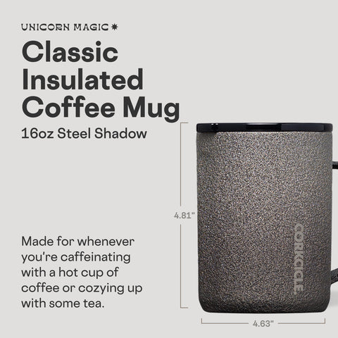 Corkcicle Classic Coffee Mug flat sides provide a secure, comfortable grip