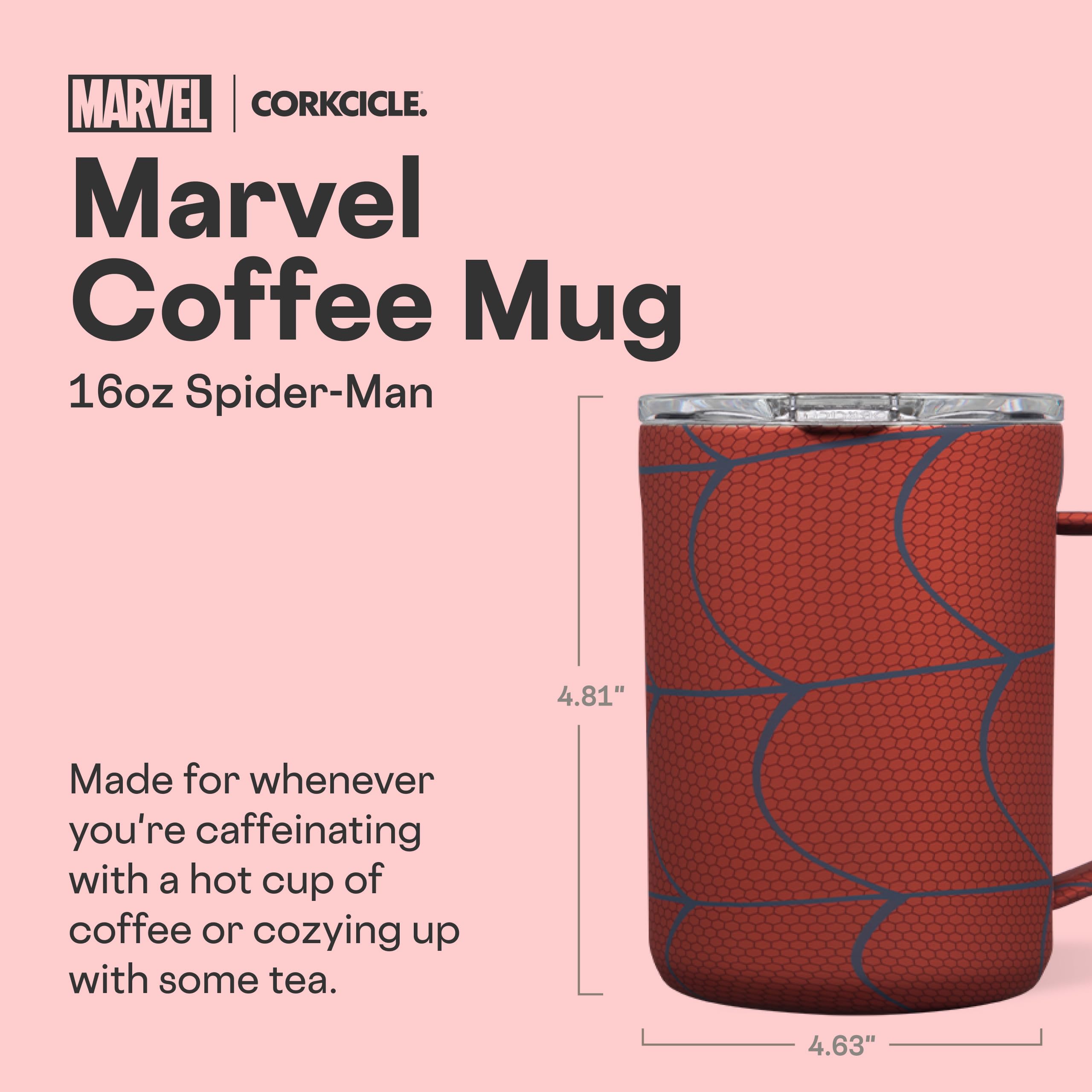 Corkcicle Classic Coffee Mug side profile, sleek travel companion for hot beverages