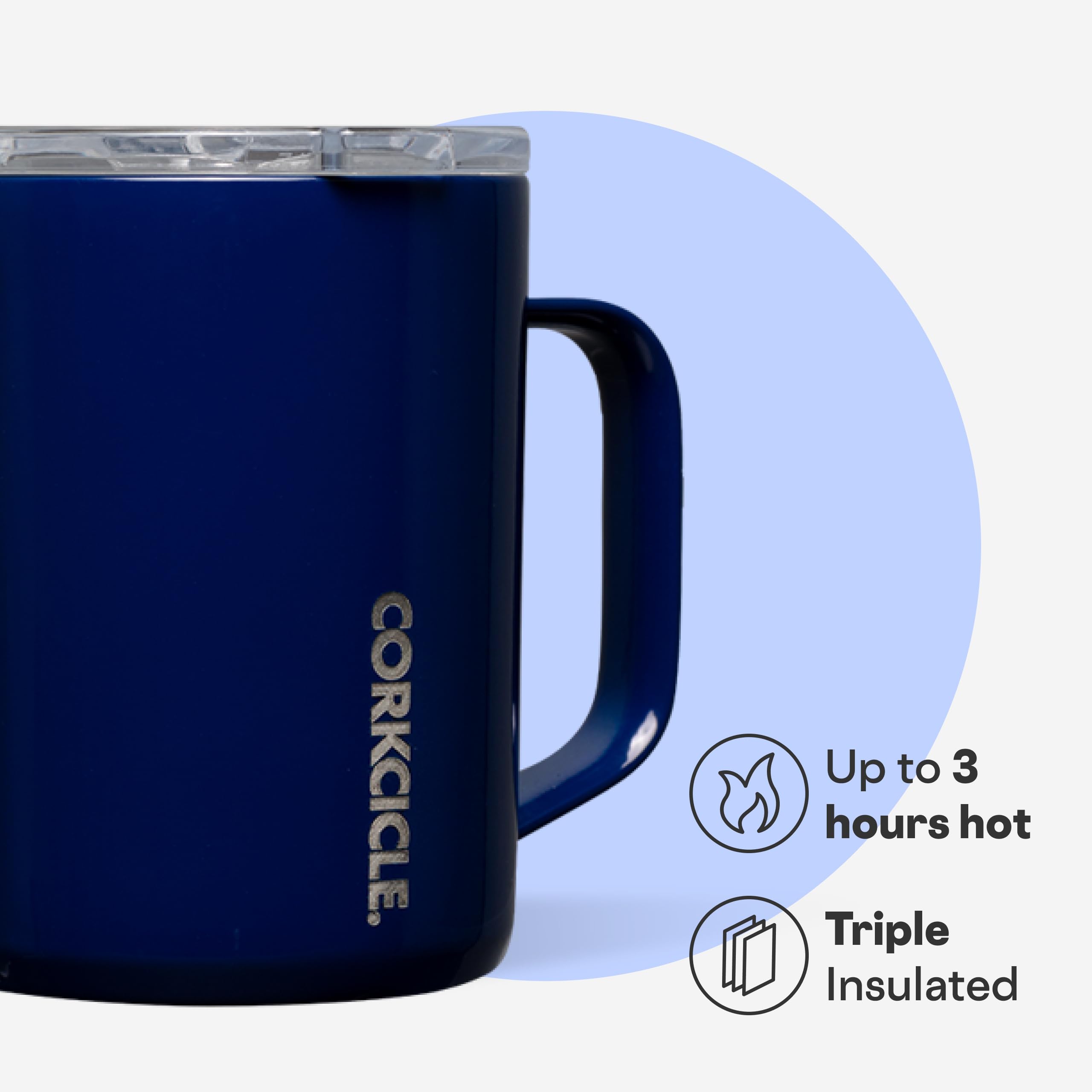 Corkcicle Classic Coffee Mug sliding lid reduces spills during travel
