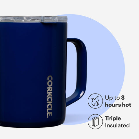 Corkcicle Classic Coffee Mug sliding lid reduces spills during travel