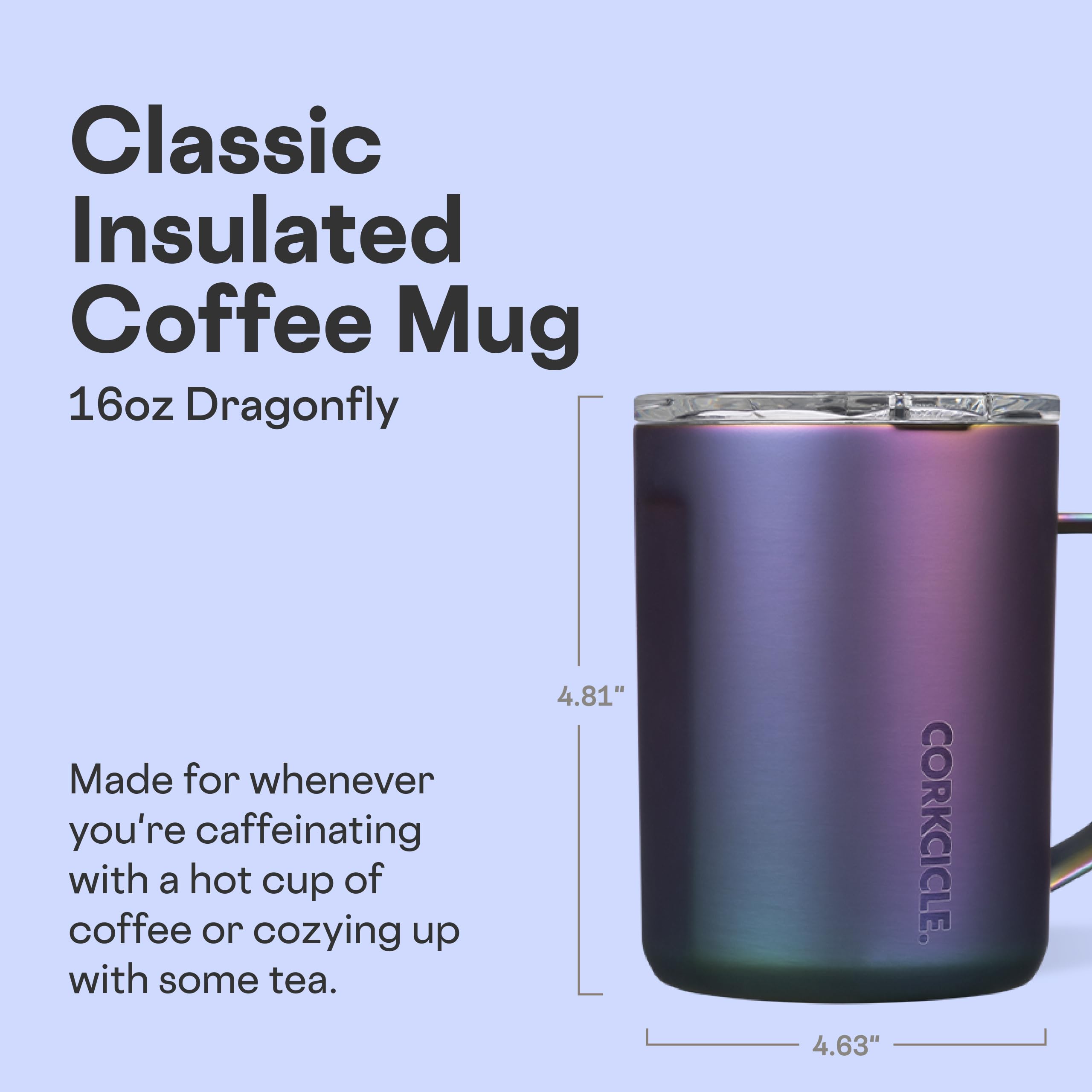 Corkcicle Classic Coffee Mug triple insulation preserves heat during long commutes.