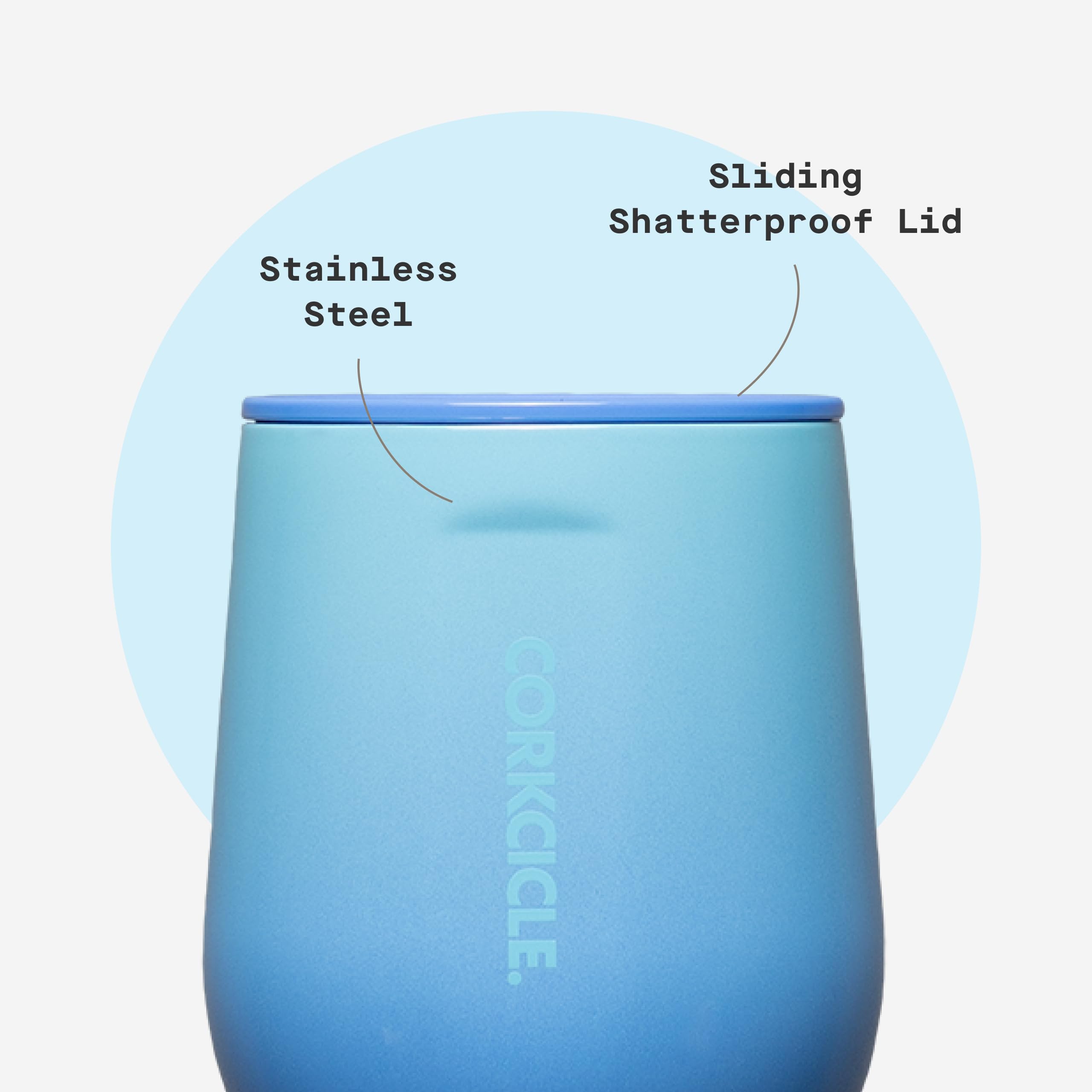 Corkcicle Classic Stemless features a non-slip bottom to prevent spills
