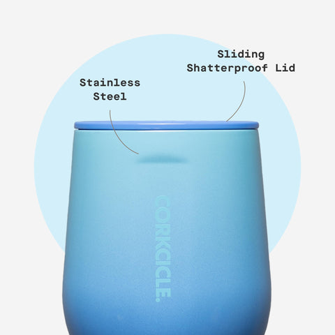 Corkcicle Classic Stemless features a non-slip bottom to prevent spills