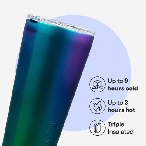 Corkcicle Classic Dragonfly tumbler in cupholder demonstrates travel-friendly design