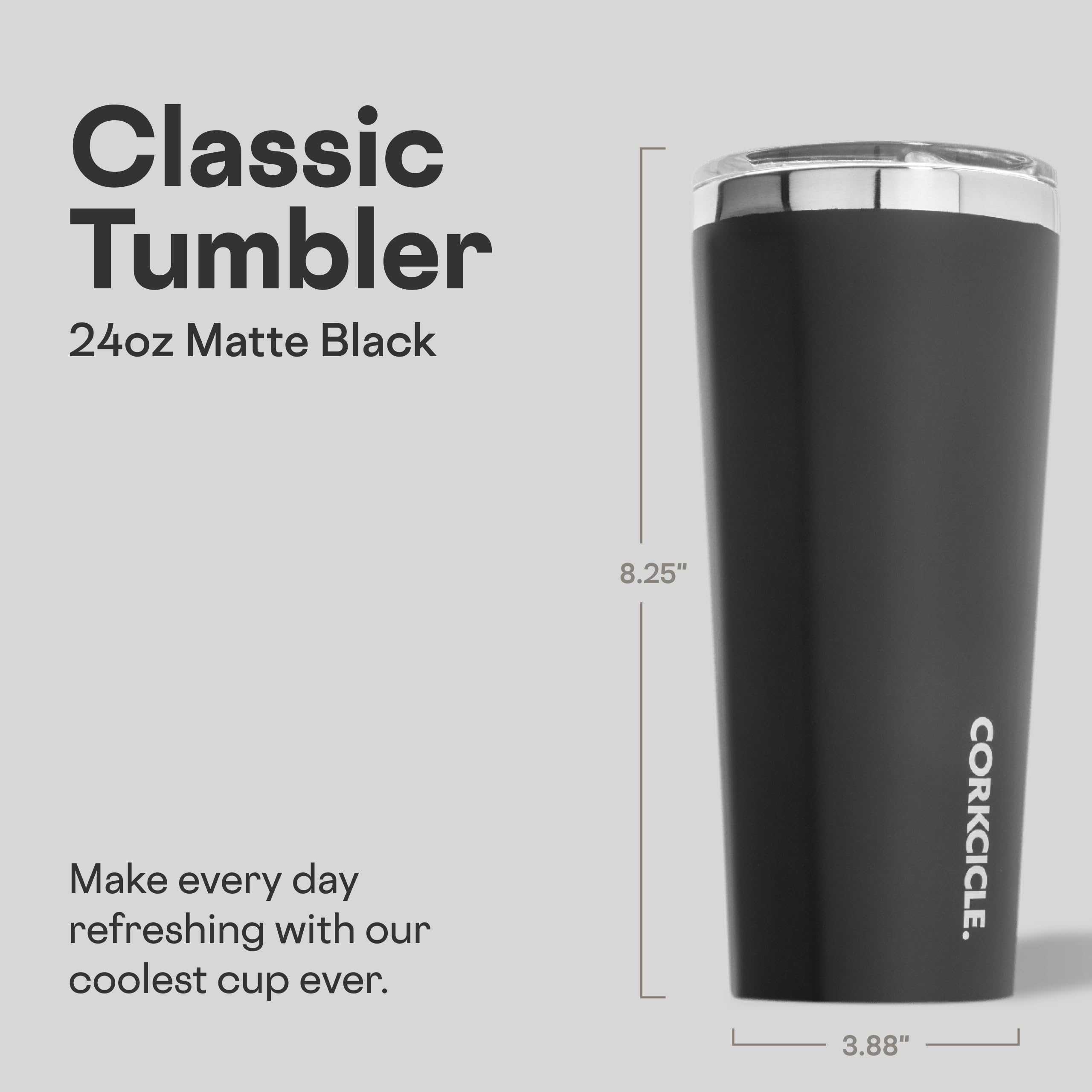 Corkcicle Classic Tumbler triple insulation keeps beverages cold longer on the move