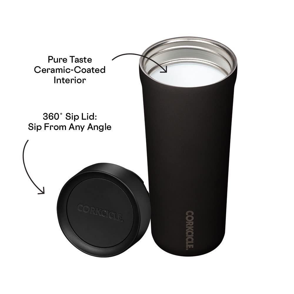 Corkcicle Commuter Cup 17 oz slate lid view, mess-free sipping on the go