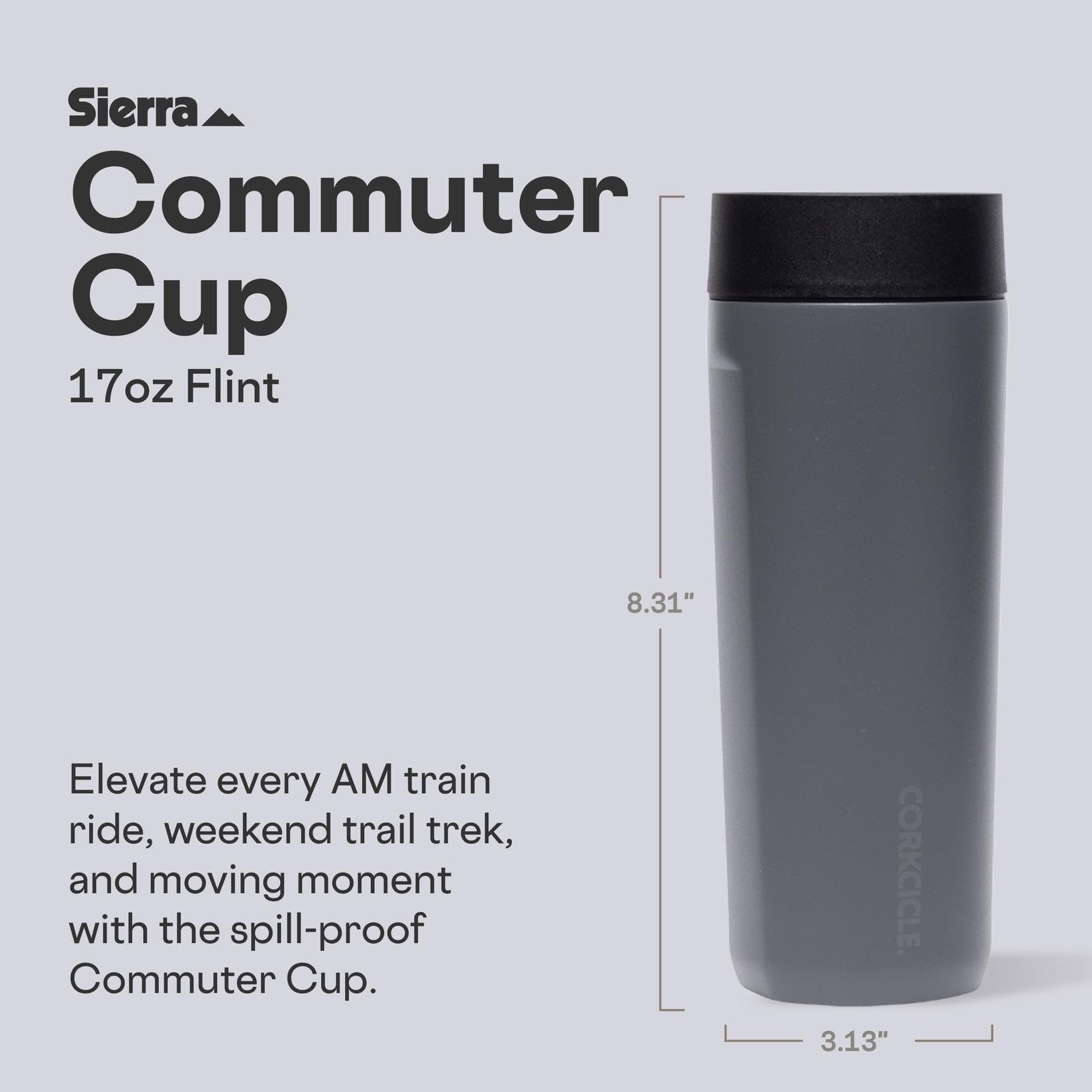 Corkcicle Commuter Cup 360-degree sip lid enables drinking from any angle.