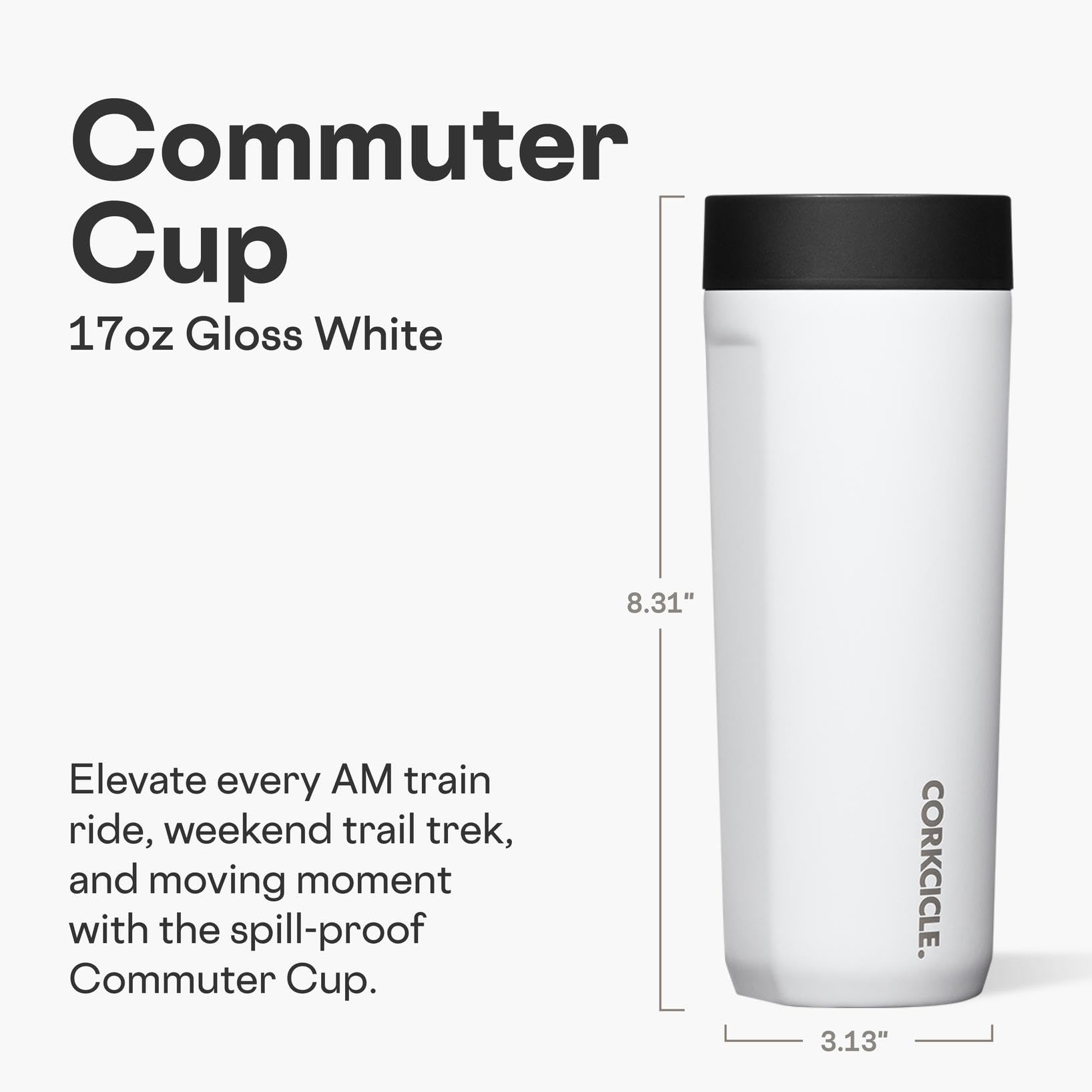 Corkcicle Commuter Cup 360-sip lid closeup shows spill-free sipping.