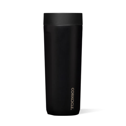 Corkcicle Commuter Cup body with matte-black finish and triple insulation for cold drinks.