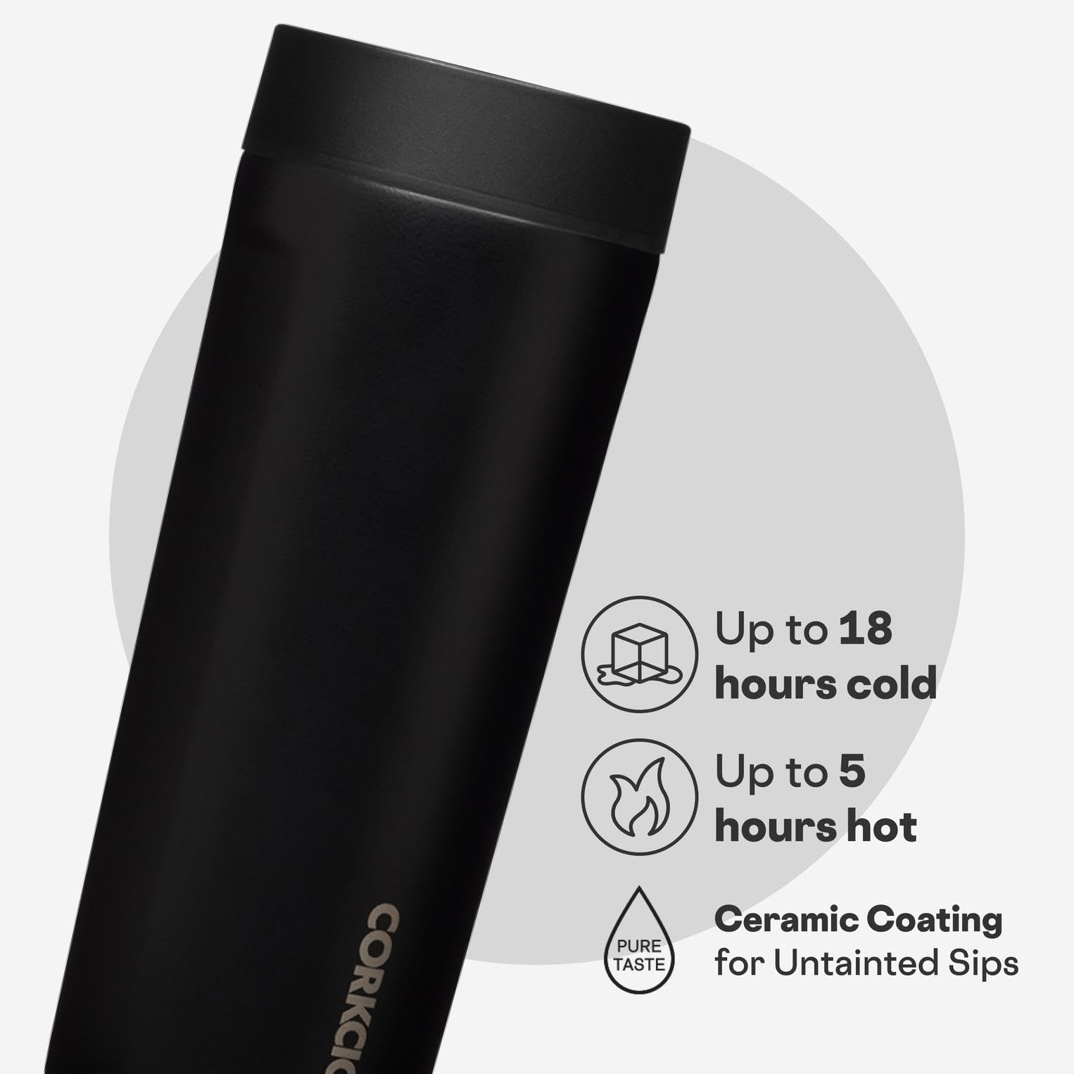 Corkcicle Commuter Cup in use during commute, fits cup holder.