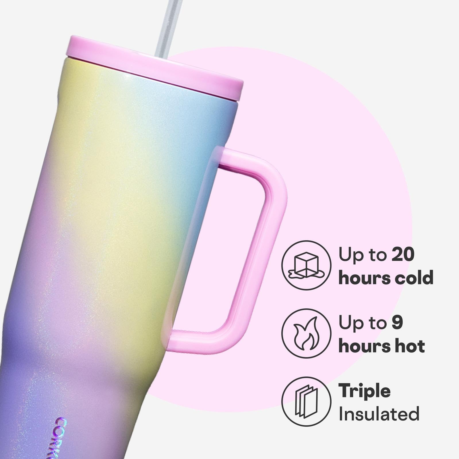 Corkcicle Cruiser 40oz stainless steel wall cross-section highlights durability.