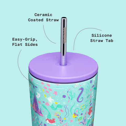 Corkcicle Disney Princess Ariel ceramic coated straw for smooth sipping from any angle