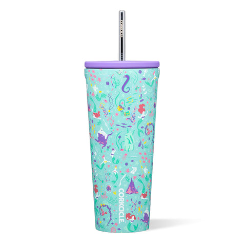 Corkcicle Disney Princess Ariel cold cup front view with 24 oz capacity for on the go hydration