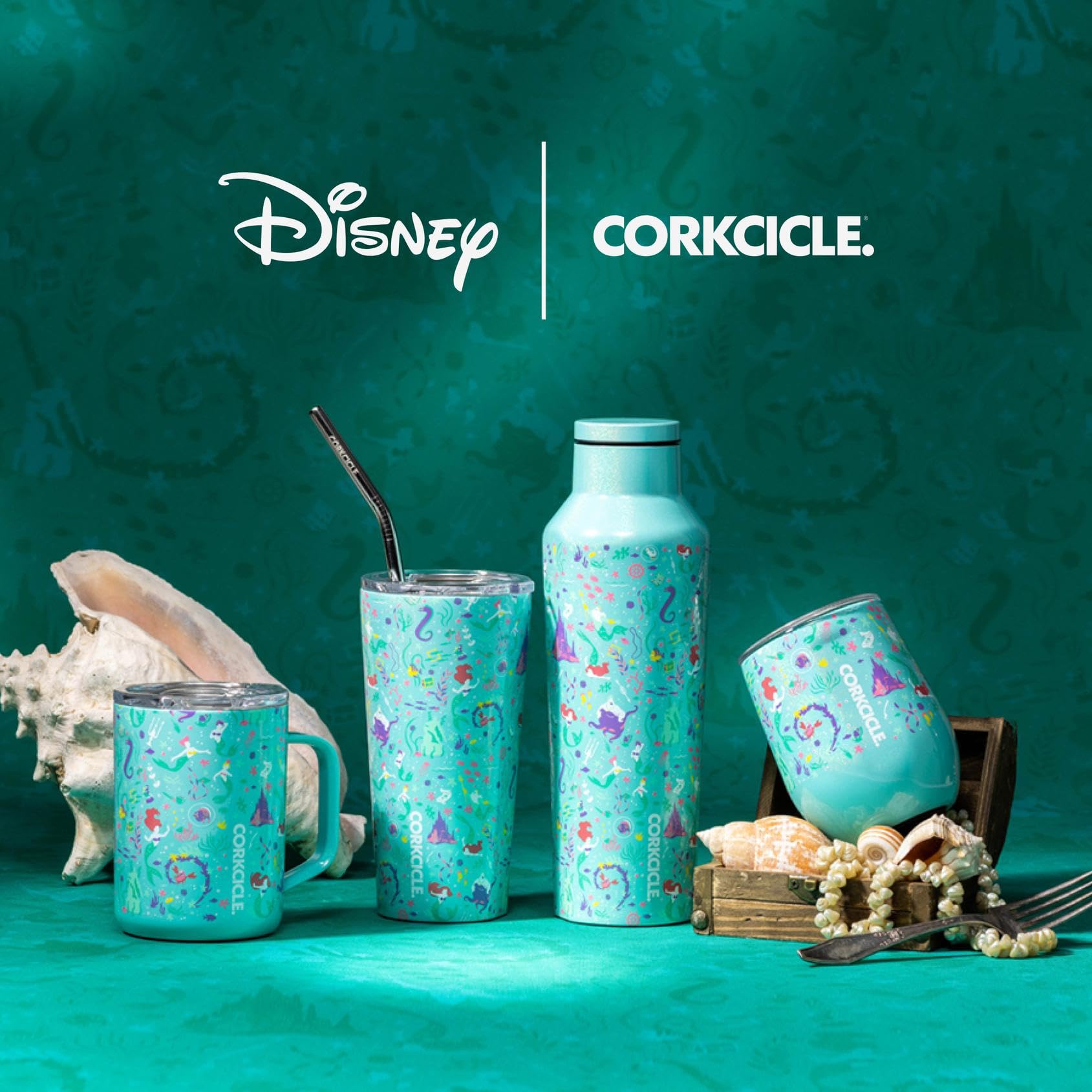 Corkcicle Disney Princess Ariel cupholder base for portable hydration on the move
