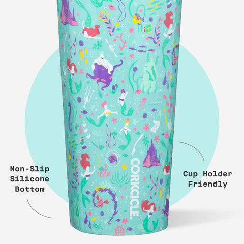 Corkcicle Disney Princess Ariel triple insulation label indicating long cold retention