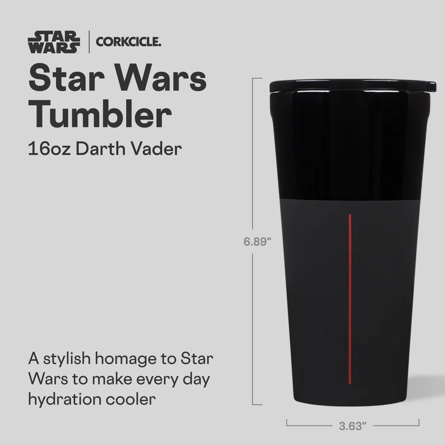 Corkcicle Disney Tumbler Darth Vader front view highlights iconic design for fans.