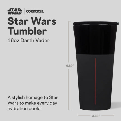 Corkcicle Disney Tumbler Darth Vader front view highlights iconic design for fans.