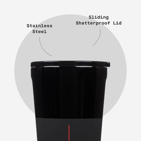Corkcicle Disney Tumbler silicone bottom stability reduces sliding on surfaces.