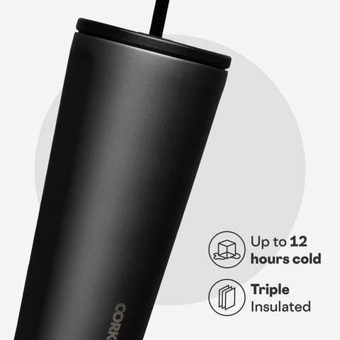 Corkcicle leak-resistant lid prevents spills during travel.