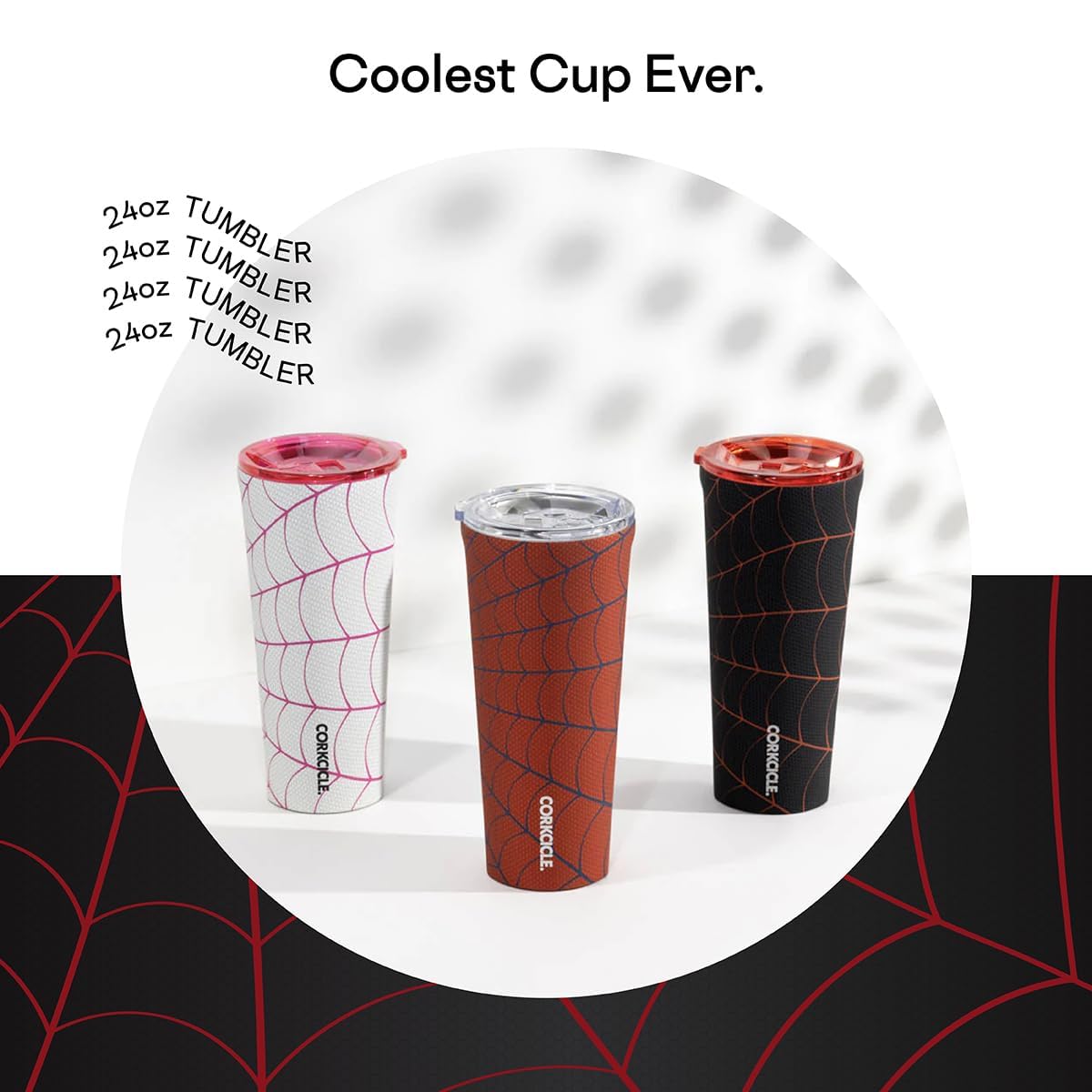 Corkcicle Marvel Tumbler Miles Morales lid seal demonstrates secure, leak-resistant performance.