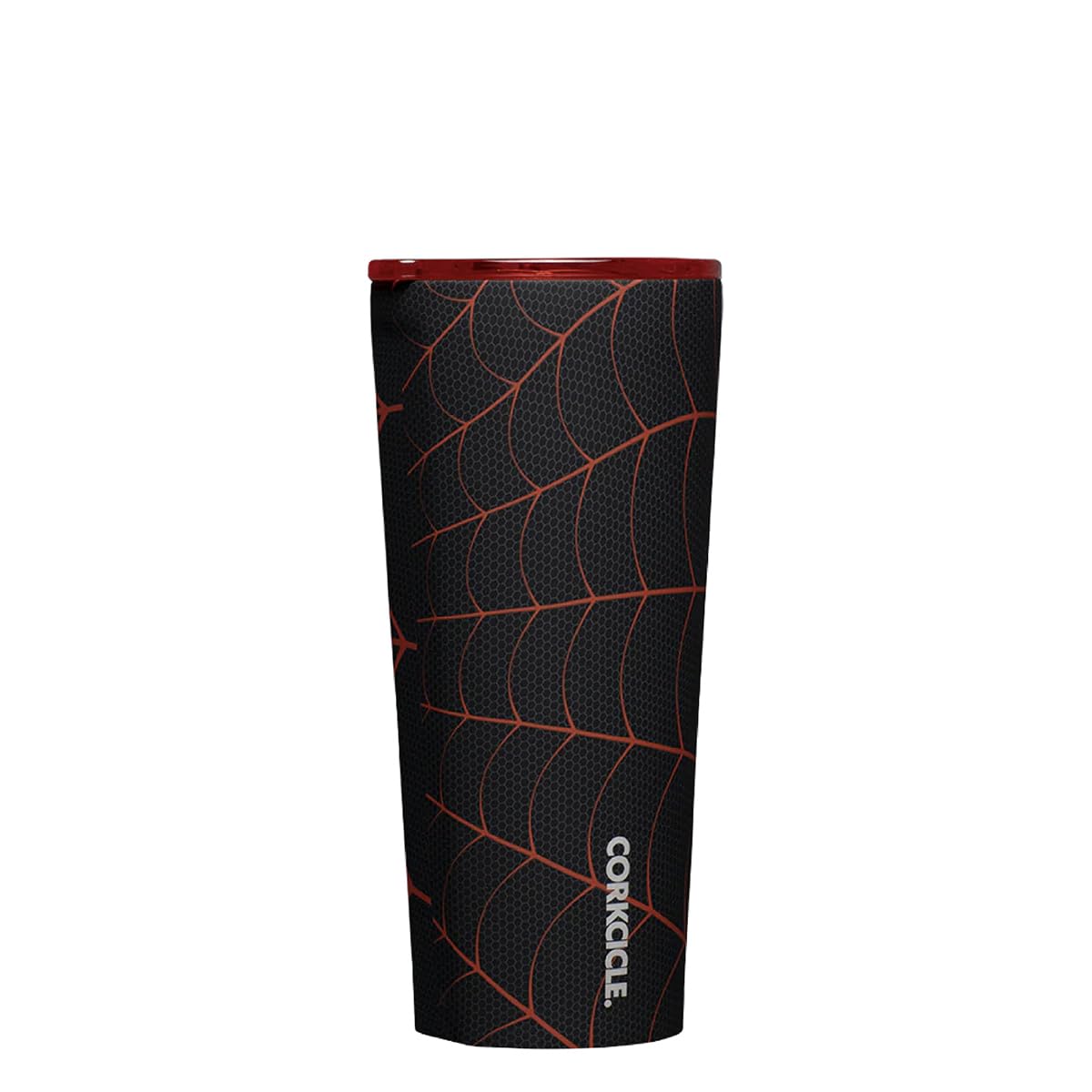 Corkcicle Marvel Tumbler Miles Morales silicone base shows slip-resistant stability on surfaces.